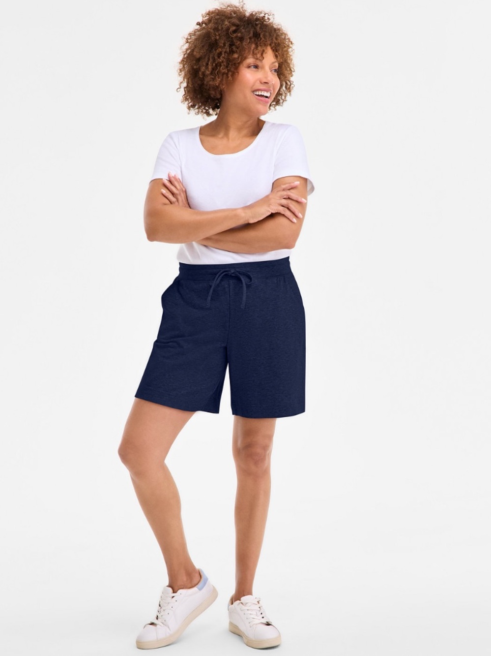 NWOT Style & Co. Classic Navy Blue Pull-On Bermudas with Drawstring and Pockets